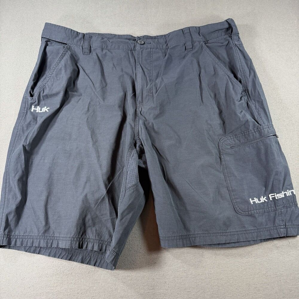 Huk Shorts Mens XXXL 11" Black Next Level Performance Fishing Stretch Adjustable
